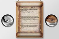 Blechschild Spruch 30x40cm 10 Gebote für Mädchen du sollst