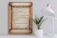 Blechschild Spruch 30x40cm 10 Gebote für Mädchen du sollst