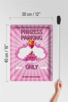 Blechschild Spruch 30x40cm Princess parking only rosa Krone