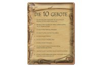 Blechschild Spruch 30x40cm die 10 Gebote Gottes bin Herr