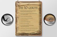 Blechschild Spruch 30x40cm die 10 Gebote Gottes bin Herr