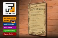 Blechschild Spruch 30x40cm die 10 Gebote Gottes bin Herr
