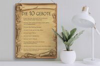 Blechschild Spruch 30x40cm die 10 Gebote Gottes bin Herr