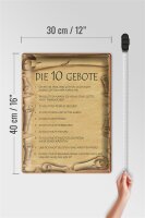 Blechschild Spruch 30x40cm die 10 Gebote Gottes bin Herr