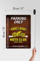 Blechschild Spruch 30x40cm parking only moto club new york