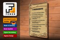 Blechschild Spruch 30x40cm 10 Biergebote du sollst kein