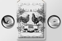 Blechschild Spruch 30x40cm EGGS farm fresh est. 1886