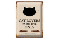 Blechschild Spruch 30x40cm cat lovers parking only Katze