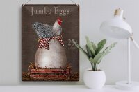 Blechschild Spruch 30x40cm Huhn jumbo Eggs 25 c a dozen