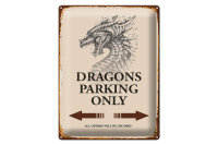 Blechschild Spruch 30x40cm Dragons parking only