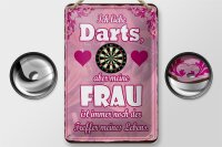 Blechschild Spruch 12x18cm ich liebe Darts aber meine Frau
