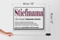 Blechschild Spruch 40x30cm Stiefmama Superheldin Freundin