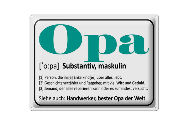 Blechschild Spruch 40x30cm Opa Handwerker bester Opa Welt