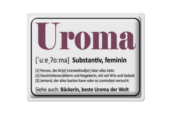 Blechschild Spruch 40x30cm Uroma Bäckerin beste Uroma Welt