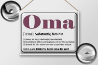 Blechschild Spruch 40x30cm Oma Bäckerin beste Oma Welt