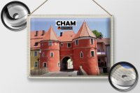 Blechschild Städte Cham Biertor Architektur Wanddeko 40x30cm