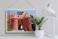 Blechschild Städte Cham Biertor Architektur Wanddeko 40x30cm