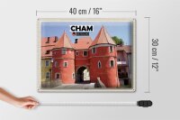 Blechschild Städte Cham Biertor Architektur Wanddeko 40x30cm