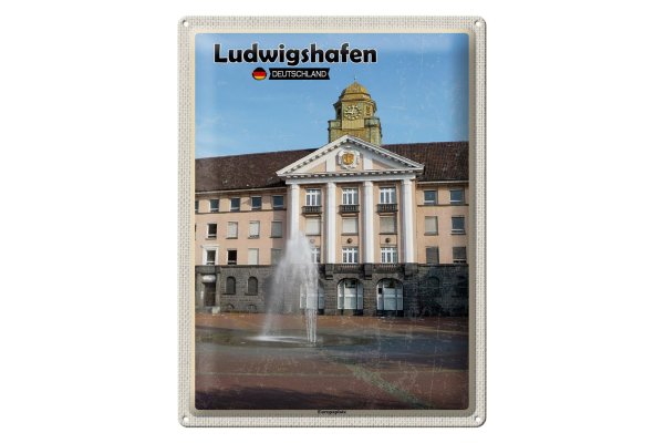 Blechschild Städte Ludwigshafen Europaplatz Brunnen 30x40cm