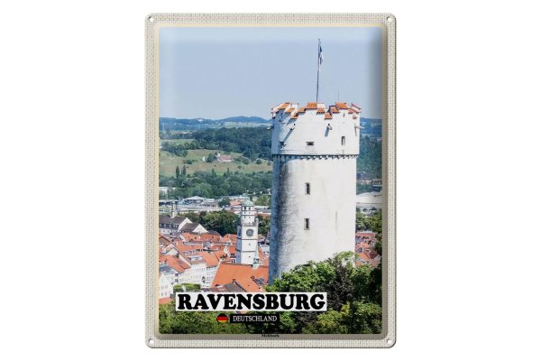 Blechschild Städte Ravensburg Mehlsack Architektur 30x40cm