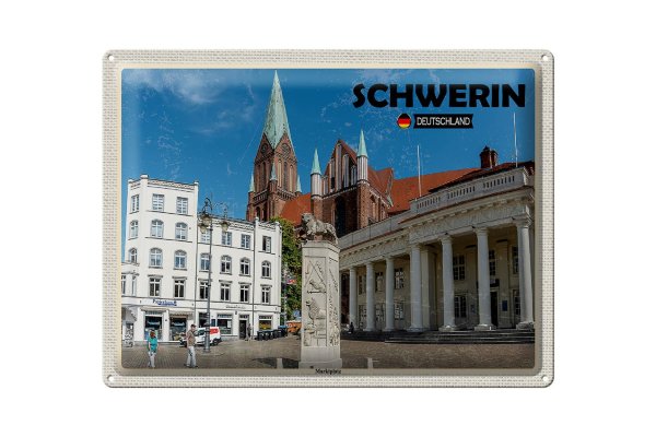 Blechschild Städte Schwerin Marktplatz Architektur 40x30cm