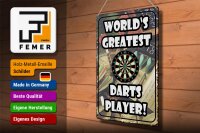 Blechschild Spruch 30x40cm World´s greatest Darts Player