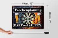 Blechschild Spruch 40x30cm Wochenplanung Dart und Saufen