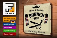 Blechschild Spruch 30x40cm Barbershop shave and haircut