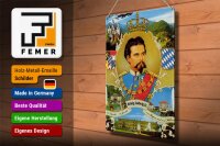Blechschild Portrait 30x40cm Ludwig II König Bayern King