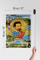Blechschild Portrait 30x40cm Ludwig II König Bayern King