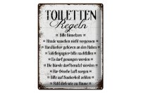 Blechschild Spruch 30x40cm Toiletten Regel bitte hinsetzen