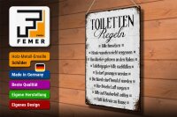 Blechschild Spruch 30x40cm Toiletten Regel bitte hinsetzen