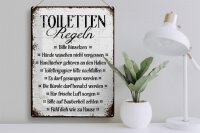Blechschild Spruch 30x40cm Toiletten Regel bitte hinsetzen