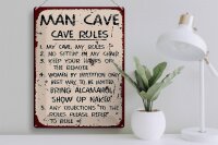 Blechschild Spruch 30x40cm Man cave my cave my rules