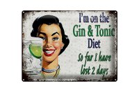 Blechschild Spruch 40x30cm I´m on the Gin & Tonic Diet