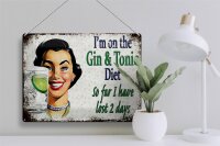 Blechschild Spruch 40x30cm I´m on the Gin & Tonic Diet