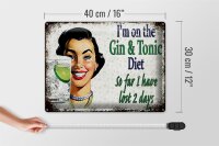Blechschild Spruch 40x30cm I´m on the Gin & Tonic Diet