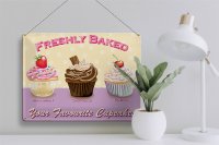 Blechschild Spruch 40x30cm baked your favourite cupcakes