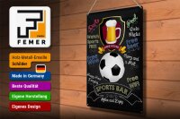 Blechschild Spruch 30x40cm sports bar free wine darts pool
