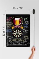 Blechschild Spruch 30x40cm sports bar Darts relax and enjoy