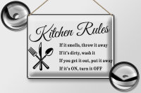 Blechschild Spruch 40x30cm Kitchen Rules Küche Regeln