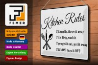 Blechschild Spruch 40x30cm Kitchen Rules Küche Regeln