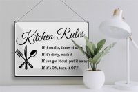 Blechschild Spruch 40x30cm Kitchen Rules Küche Regeln