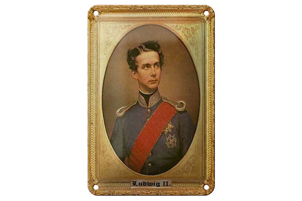 Blechschild Portrait 12x18cm Ludwig II König von Bayern