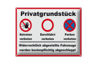 Blechschild Parken 40x30cm Privatgrundstück betreten...