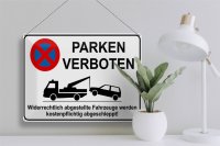 Blechschild Parken 40x30cm Parken verboten widerrechtlich