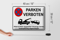 Blechschild Parken 40x30cm Parken verboten widerrechtlich