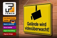 Blechschild Spruch 40x30cm Gelände wird videoüberwacht