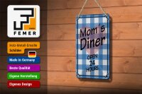 Blechschild Spruch 12x18cm Mom´s Diner open 24 hours Herz