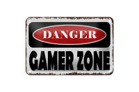 Blechschild Spruch 18x12cm danger Gamer Zone
